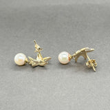 Estate 14K Y Gold 0.01ctw K/I2 Diamond & Pearl Starfish Earrings