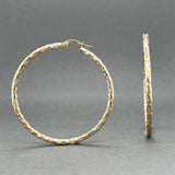 Estate 14K Tri Color Gold Faceted 44.14mm Hoop Earrings