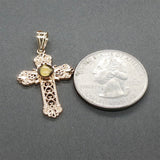 Estate 14K Y Gold Mustard Seed Cross Pendant