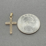 Estate 14K Y Gold 25.5mm Lined Cross Pendant