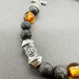 Estate William Henry SS Amber & Lava Beaded Wrap Bracelet