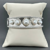 Estate SS Jai Freshwater Pearl Cuff Bracelet