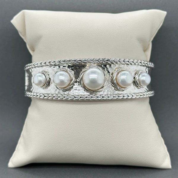 Estate SS Jai Freshwater Pearl Cuff Bracelet
