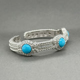 Estate Judith Ripka SS Turquoise & CZ Cuff Bracelet