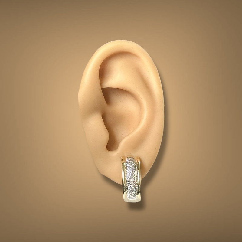 Estate 14K TT Gold 0.58ctw H/SI2-I1 Diamond Huggie Earrings