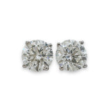 14K W Gold 2.00ctw H/SI1 Diamond Stud Earrings GIA