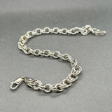 Estate 14K W Gold 6.6mm Double Charm Bracelet