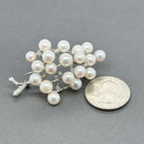 Estate 14K W Gold Akoya & 0.07ctw Diamond Grapevine Pin