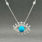 Estate 14K W Gold 1.27ct Turquoise & 0.87ctw Diamond Evil Eye Pendant