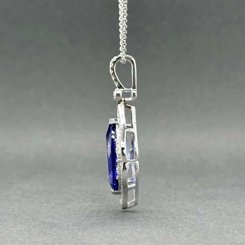 Estate 18K W Gold 4.44ct Tanzanite & 0.31ctw Diamond Pendant