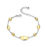 SS Two-Tone 8" Bracelet with Beaded Stations