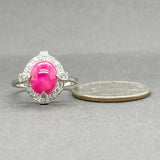Estate 14K W Gold 3.89ct Lab-Created Star Ruby & 0.27ctw Diamond Ring