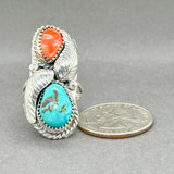 Estate SS Turquoise & Coral Southwest Ring