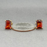 Estate 18K Y Gold Garnet Stud Earrings