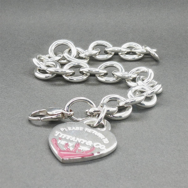 Estate Tiffany & Co. SS Color Splash Pink Heart Bracelet