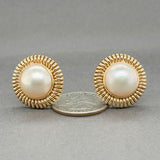 Estate 14K Y Gold Mabe Pearl Button Earrings