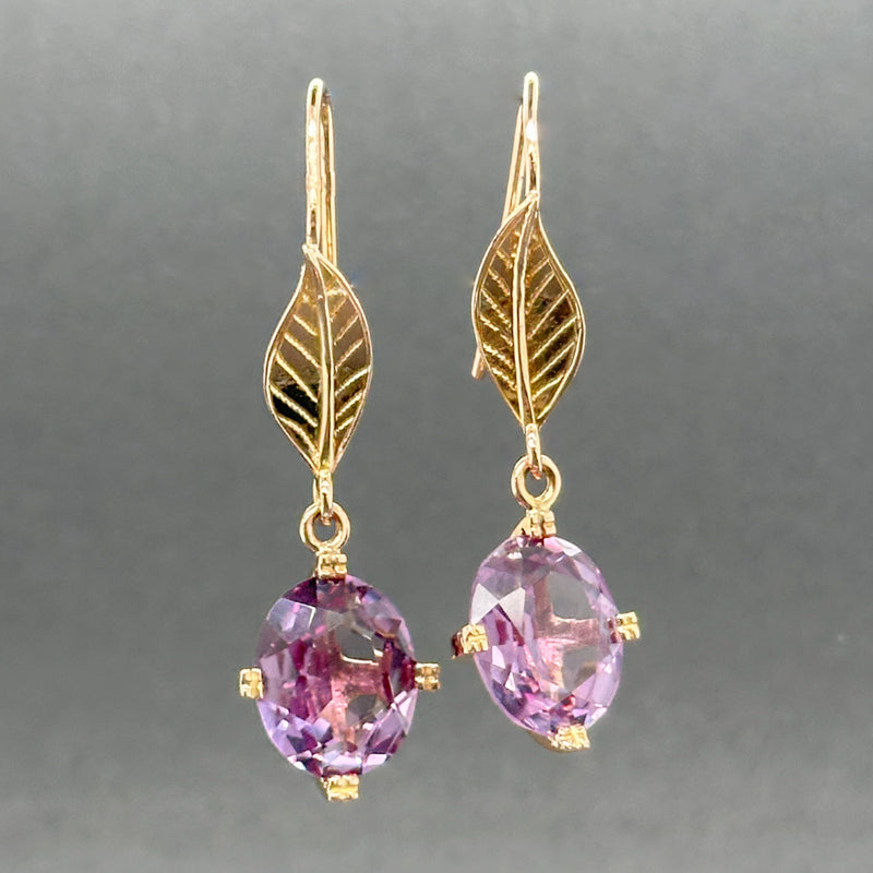 Estate 18K R Gold 10.74ctw Lab-Created Purple Sapphire Earrings