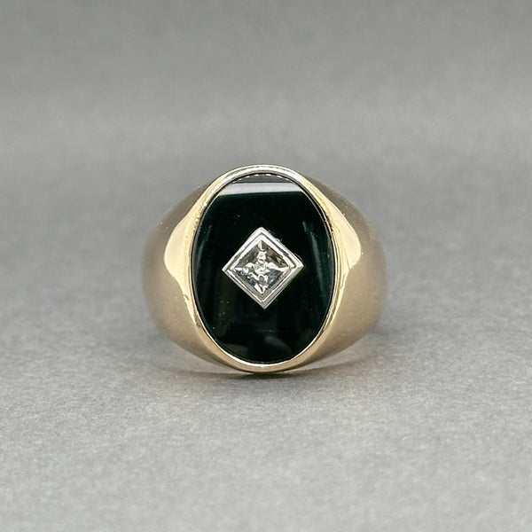 Estate 10K Y Gold Onyx & Diamond Men’s Ring