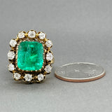Estate 18K Y Gold 8.13ct Emerald & 2.06ctw Diamond Ring/Pendant GIA