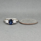 Estate 14K W Gold 0.75ct Saphire & 0.43ctw Diamond Ring