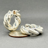 Estate David Yurman SS Sculpted Cable Hoop Earrings