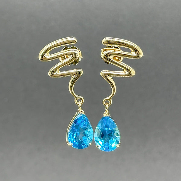 Estate 14K Y Gold 5.54ctw Blue Topaz Drop Earrings