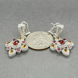 Estate Judith Ripka SS Multicolor CZ Drop Earrings