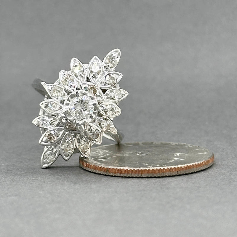 Estate 14K W Gold 0.90ctw Diamond Cocktail Ring