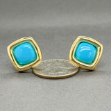 Estate 18K Y Gold Turquoise Earrings