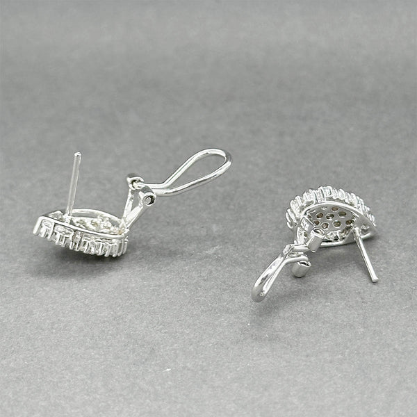 Estate 14K W Gold 0.98ctw Diamond Pear Earrings