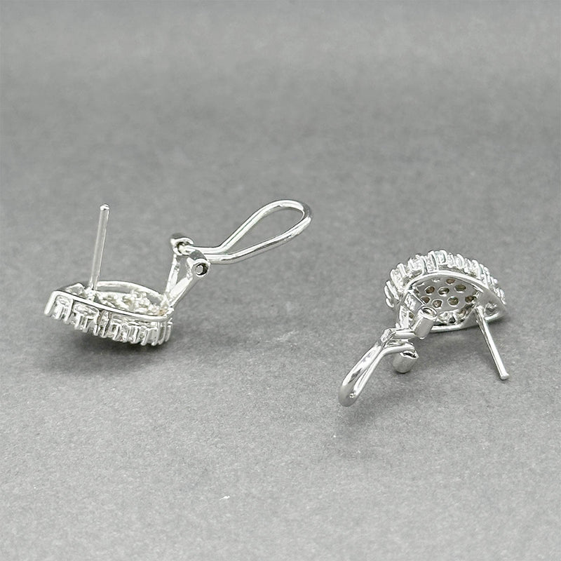 Estate 14K W Gold 0.98ctw Diamond Pear Earrings