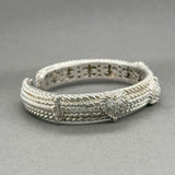 Estate Judith Ripka SS CZ Heart Cuff Bracelet