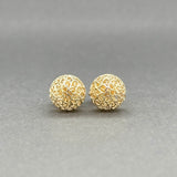 Estate 14K Y Gold Filigree 7.97mm Ball Stud Earrings