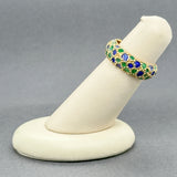 Estate 18K Y Gold Blue & Green Enamel Ring