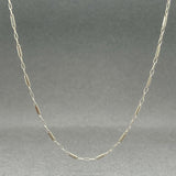 Estate 14K W Gold 1.1mm 16” Bar Link Chain