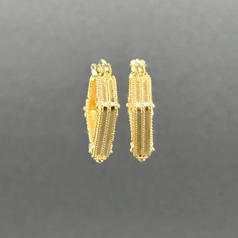 Estate 14K Y Gold Filigree Square Hoop Earrings