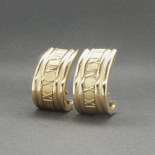Estate Tiffany & Co. 18K Y Gold Vintage Atlas J Hoop Earrings