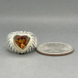 Estate David Yurman SS 14 2.26ct Citrine Heart Cable Ring