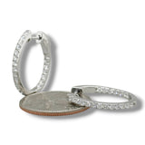 14K W Gold 1.00ctw G-H/SI2 23mm Oval In/Out Diamond Hoop Earrings