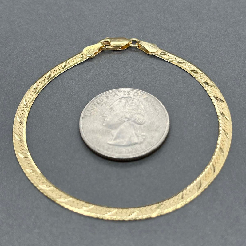 Estate 14K Y Gold 3.37mm Herringbone Bracelet
