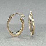 Estate 14K TT Gold Crossover Oval Hoop Earrings