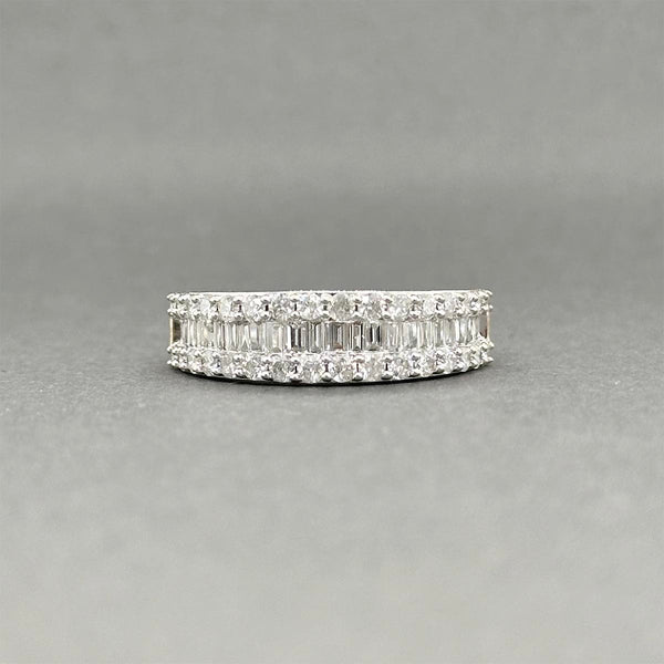 Estate 14K W Gold 1.15ctw Diamond 3 Row Ring