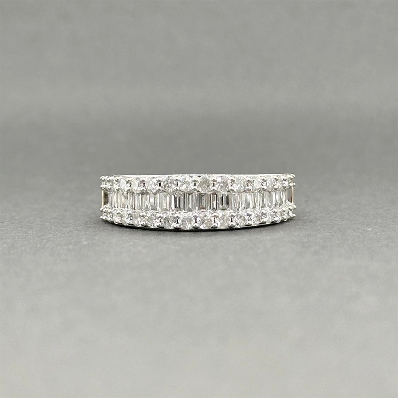 Estate 14K W Gold 1.15ctw Diamond 3 Row Ring
