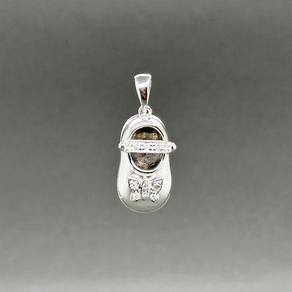 Estate 14K W Gold 0.05ctw J/I3 Diamond Baby Shoe Pendant