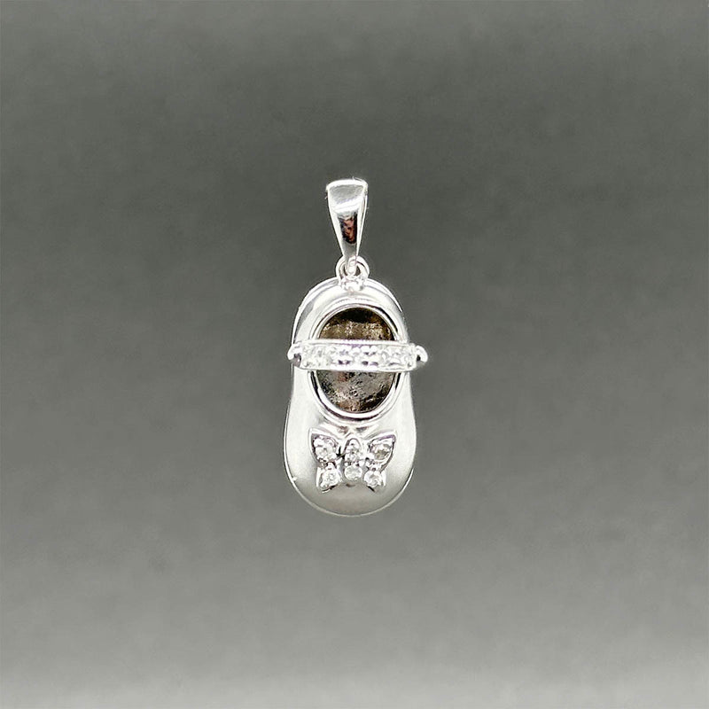 Estate 14K W Gold 0.05ctw J/I3 Diamond Baby Shoe Pendant