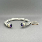 Estate David Yurman SS 14 Amethyst Cable Classic Cuff Bracelet