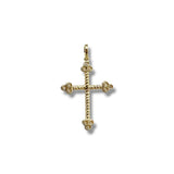 14K Y Gold 0.10ctw G/I1 Rope Cross with Diamond Tips