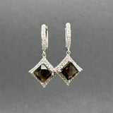 Estate 14K W Gold 1.68ctw Smoky Quartz & 0.22ctw Diamond Earrings