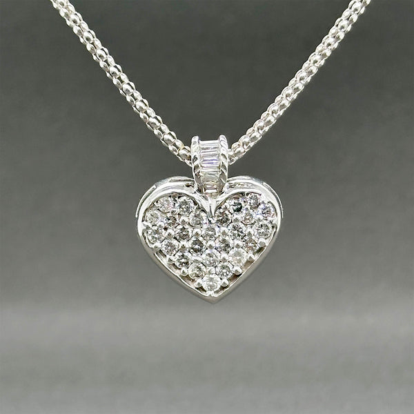 Estate 14K W Gold 1.22ctw H-I/SI1-I2 Diamond Heart Pendant
