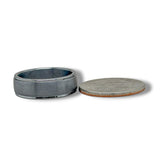 Tantalum 7mm Gray Carved Shiny Edges Ring 10